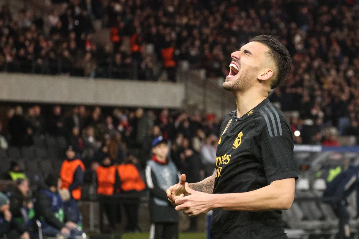 Dani Ceballos celebra su gol en el Union Berlín-Real Madrid (Foto EFE).