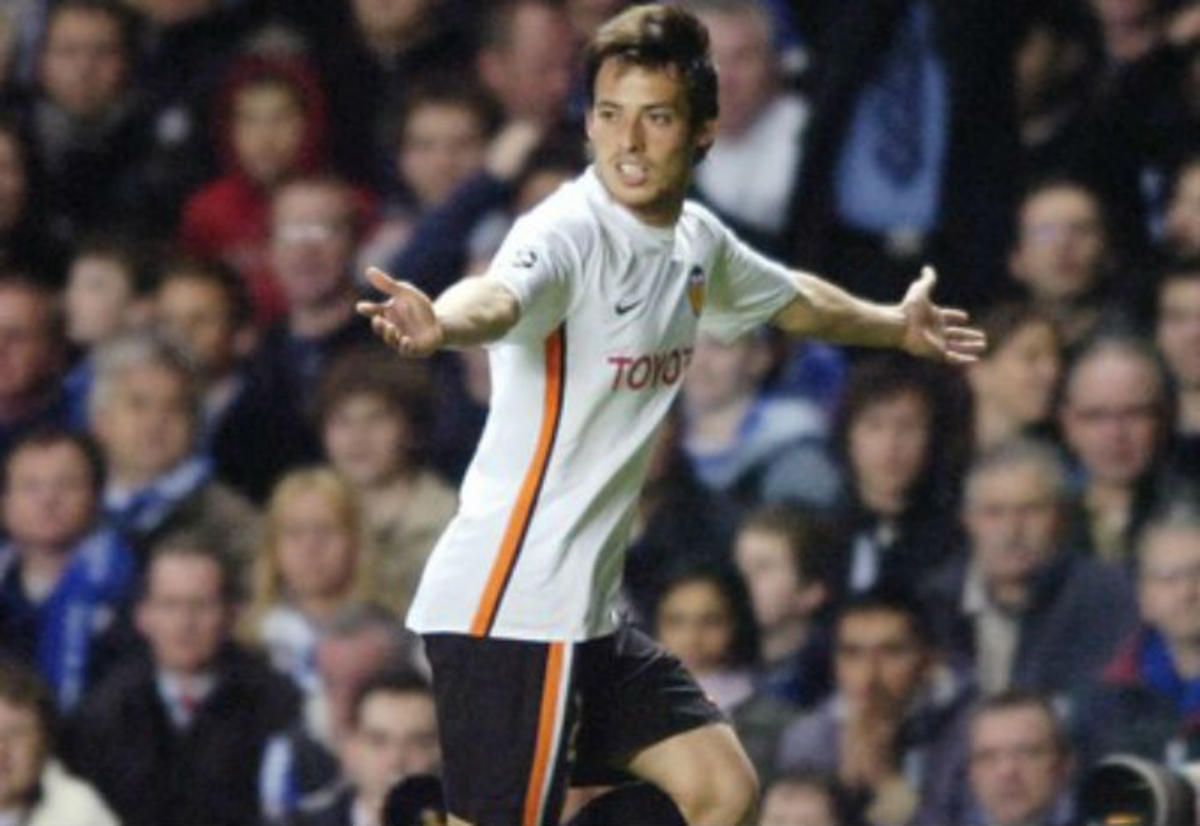  David Silva celebra su gol en Champions