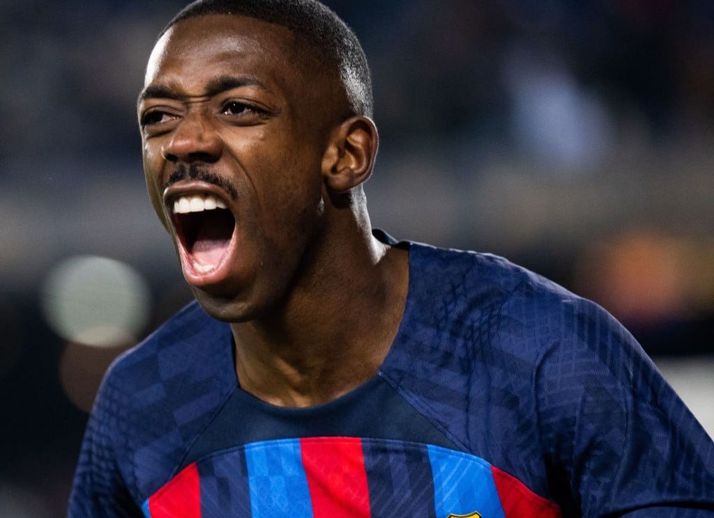  Dembélé celebra su gol en el Barcelona-Real Sociedad.