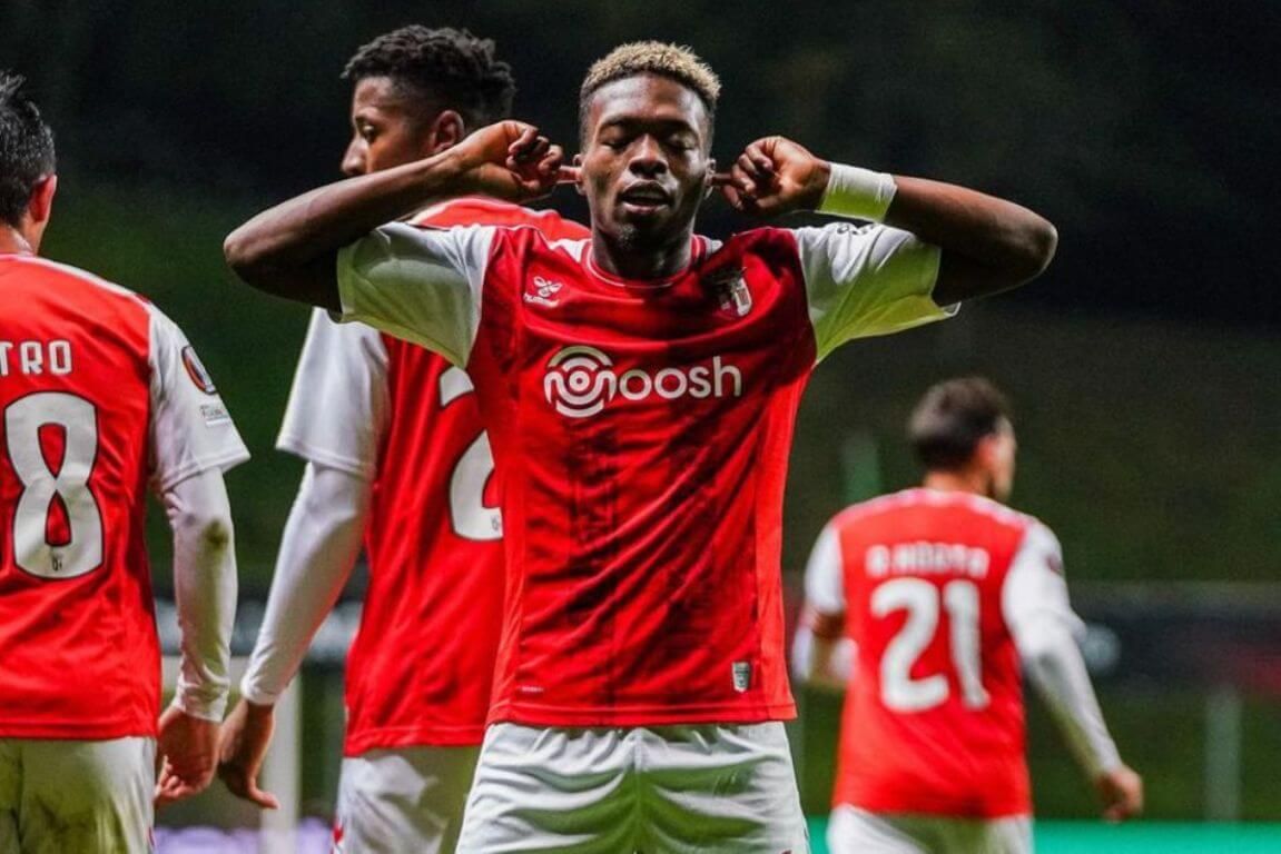  Álvaro Djaló celebra un gol con el Sporting de Braga.