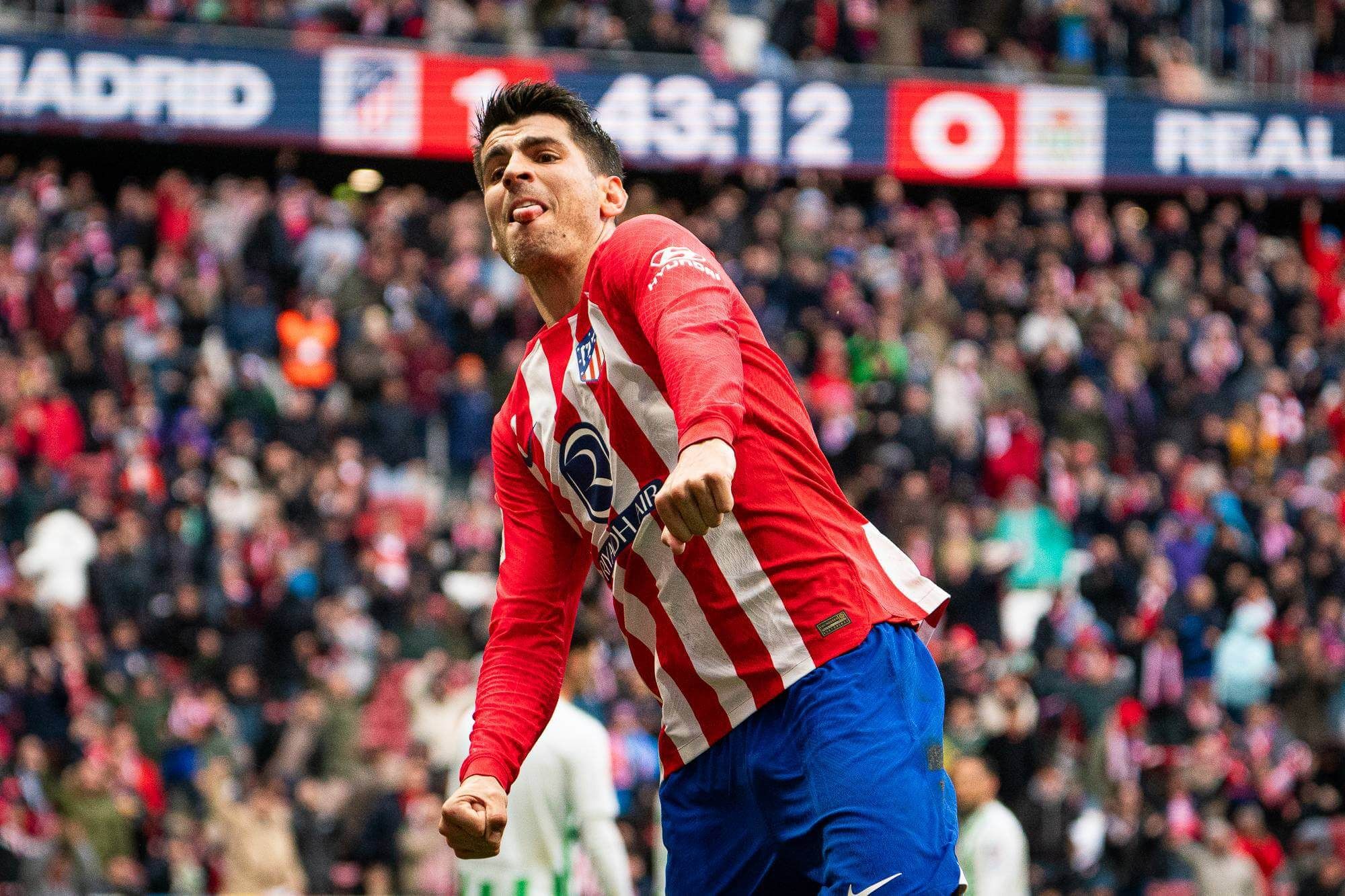  Álvaro Morata celebra un gol ante el Betis.