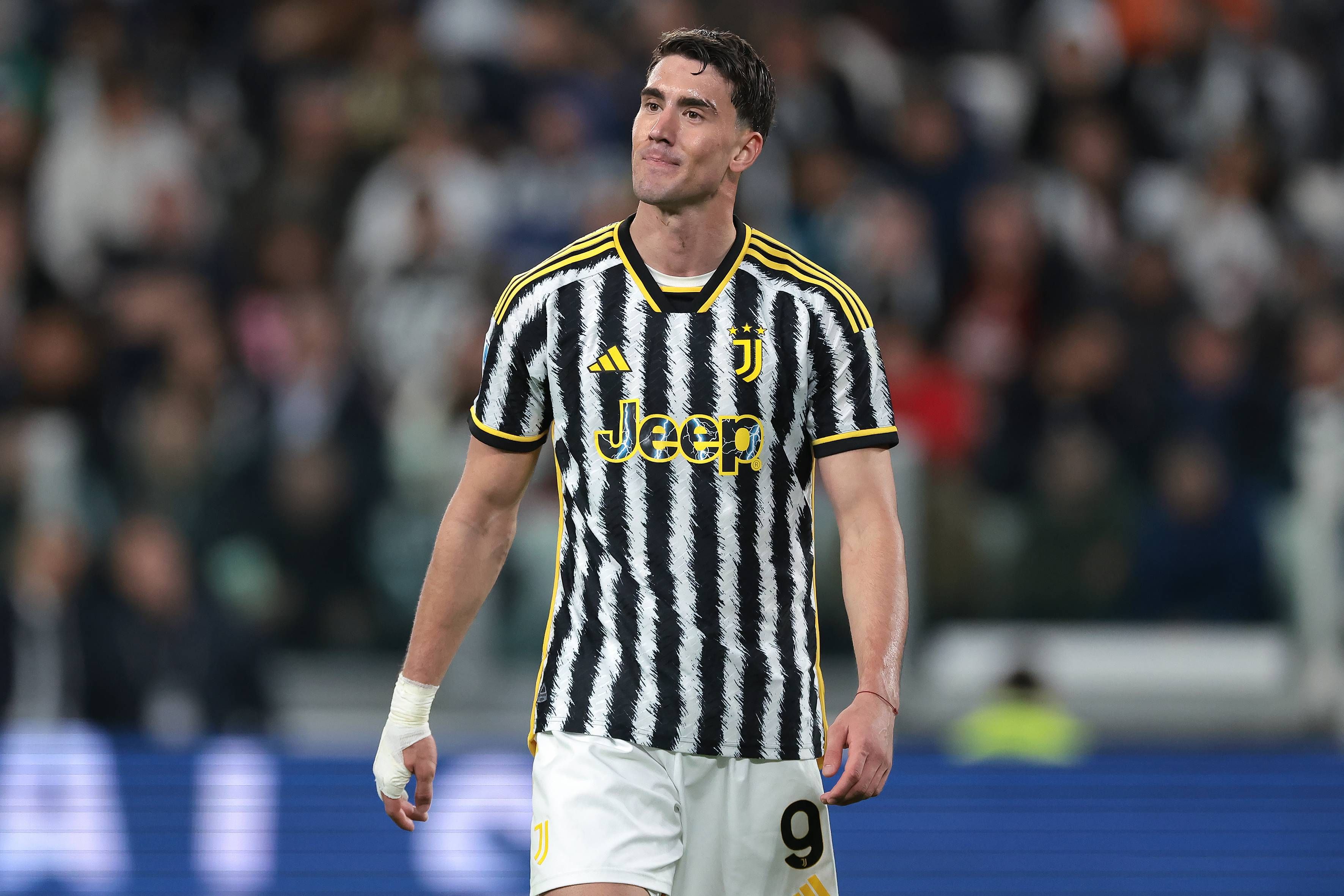 Dusan Vlahovic, en un partido con la Juventus de Turín.