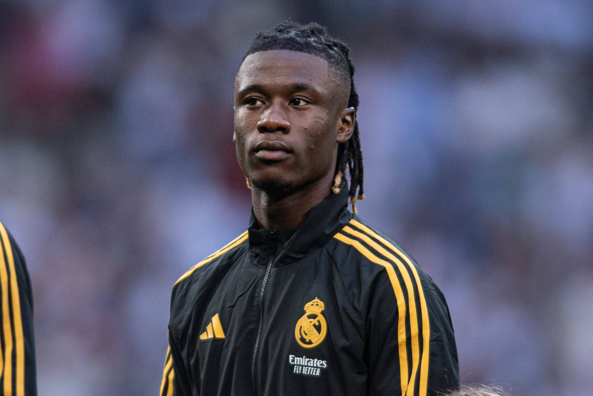 Eduardo Camavinga, antes de un partido con el Real Madrid.