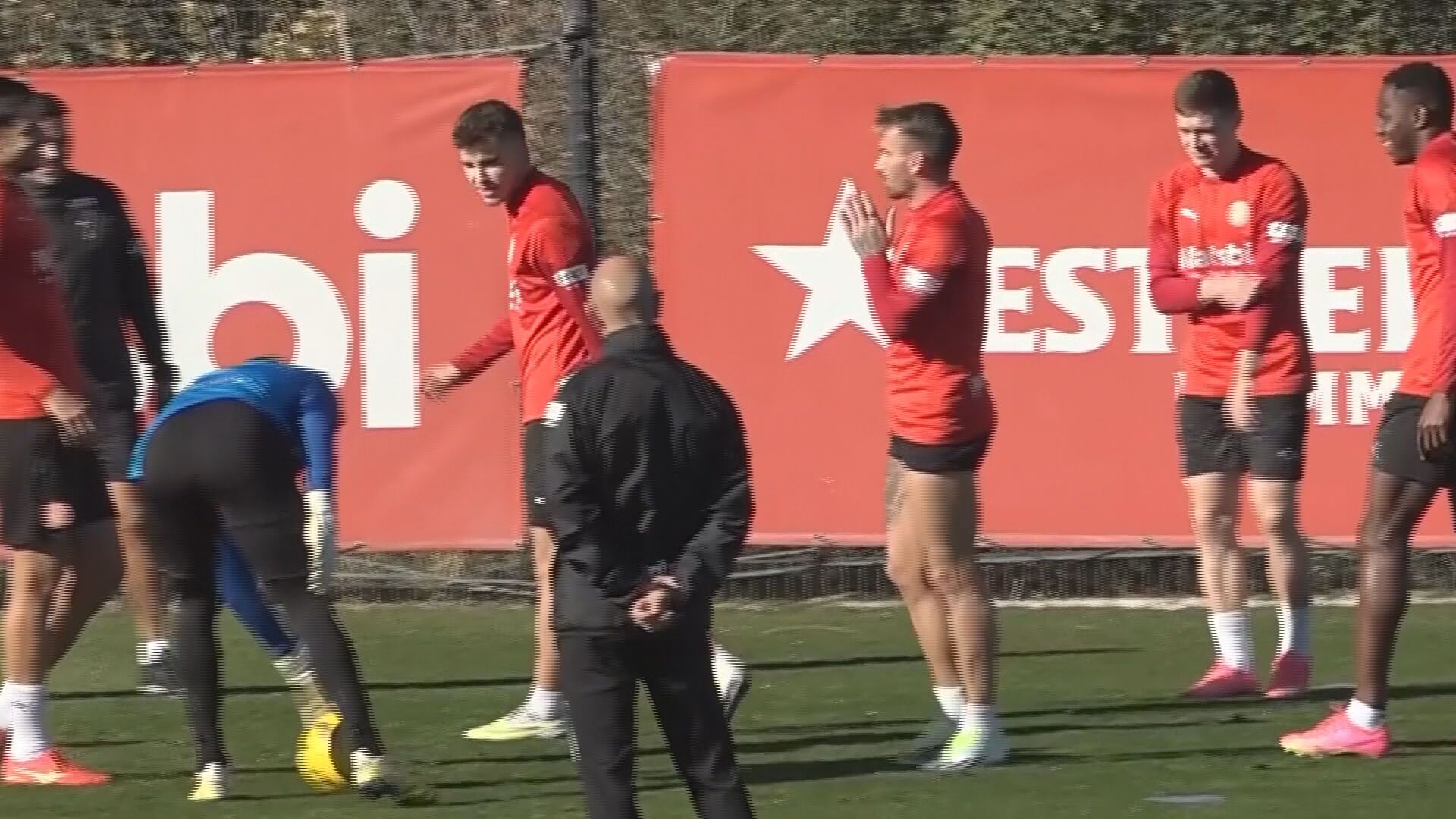 El Girona preparando el partido ante el Athletic.