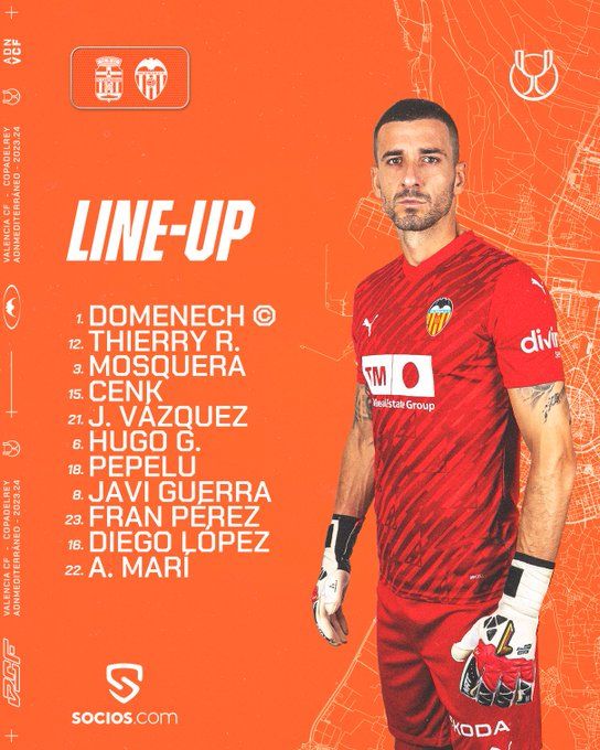  El once titular del Valencia CF.