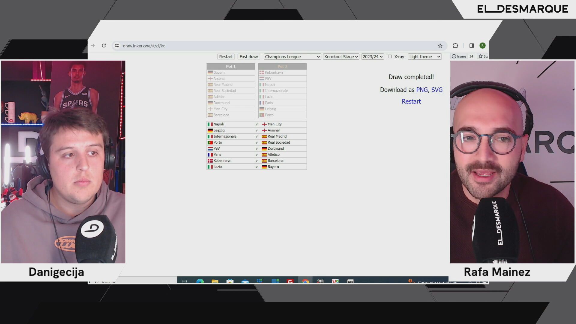 El sorteo de la Champions League en el 'Twitch de ElDesmarque'