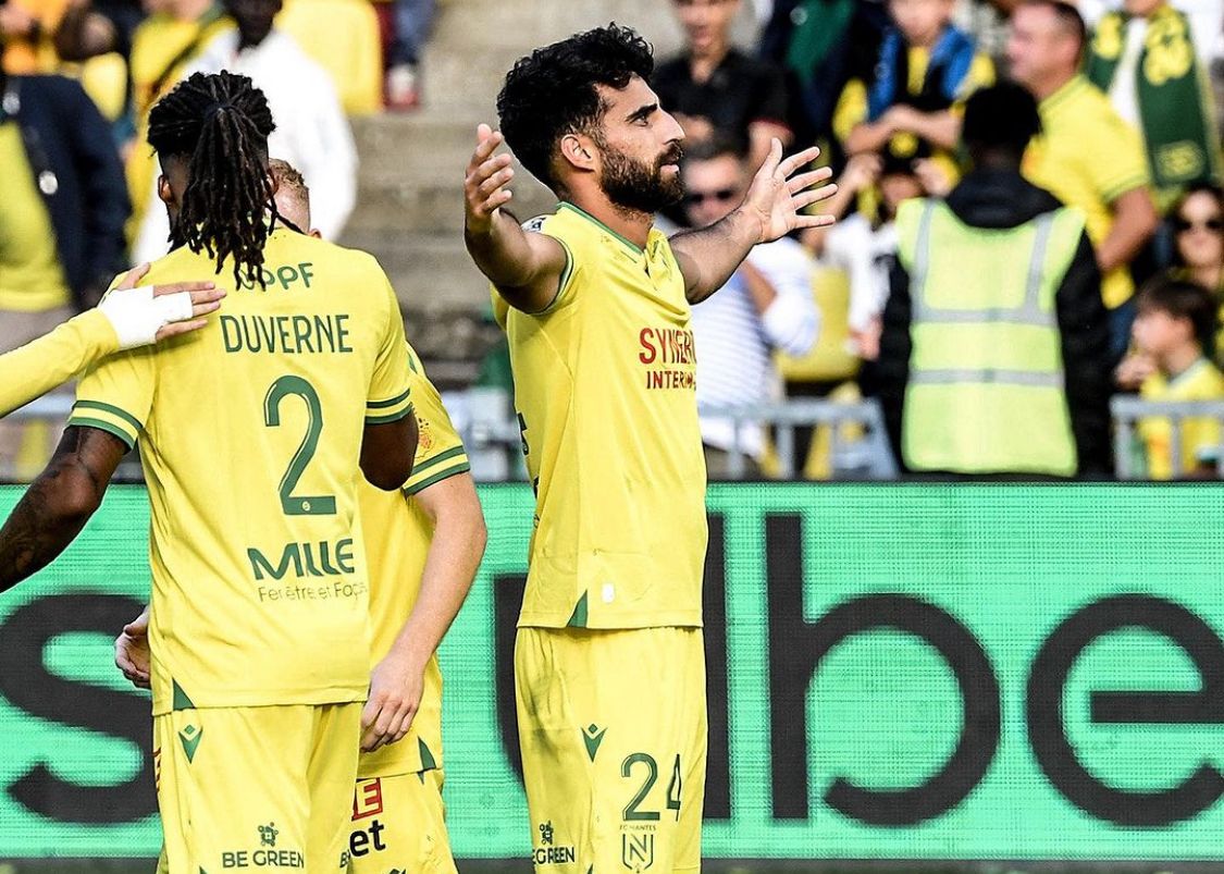 Eray Cömert celebra su primer gol con el Nantes.
