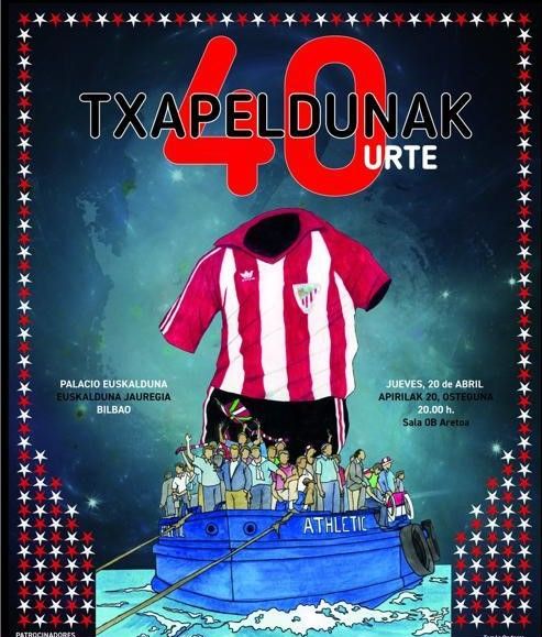  Cartel del Homenaje al Athletic Club campeón de Javier Clemente, con motivo del 40 aniversario, obra de Tomás Ondarra.