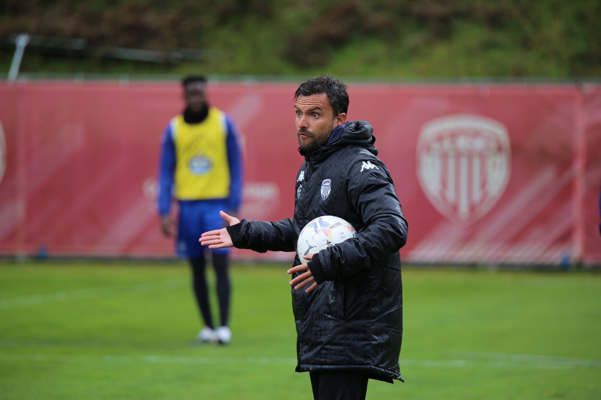 Rubén Albés en su primera sesión con el Lugo.
