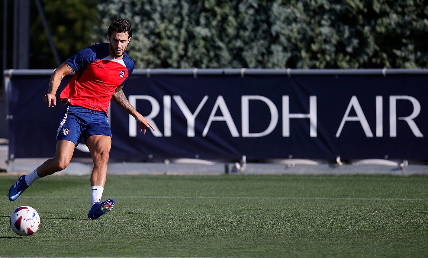  Mario Hermoso, en un entrenamiento del Atlético de Madrid.