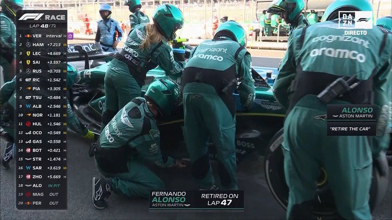 Fernando Alonso abandona el GP de México (Foto: Captura de DAZN).