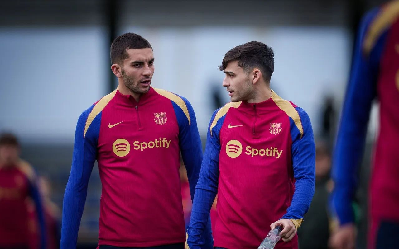 Ferran Torres y Pedri, en una sesión del Barcelona.