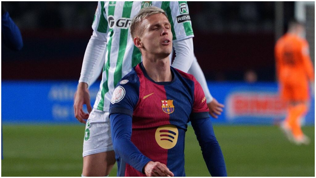  Dani Olmo en un partido con el Barcelona.