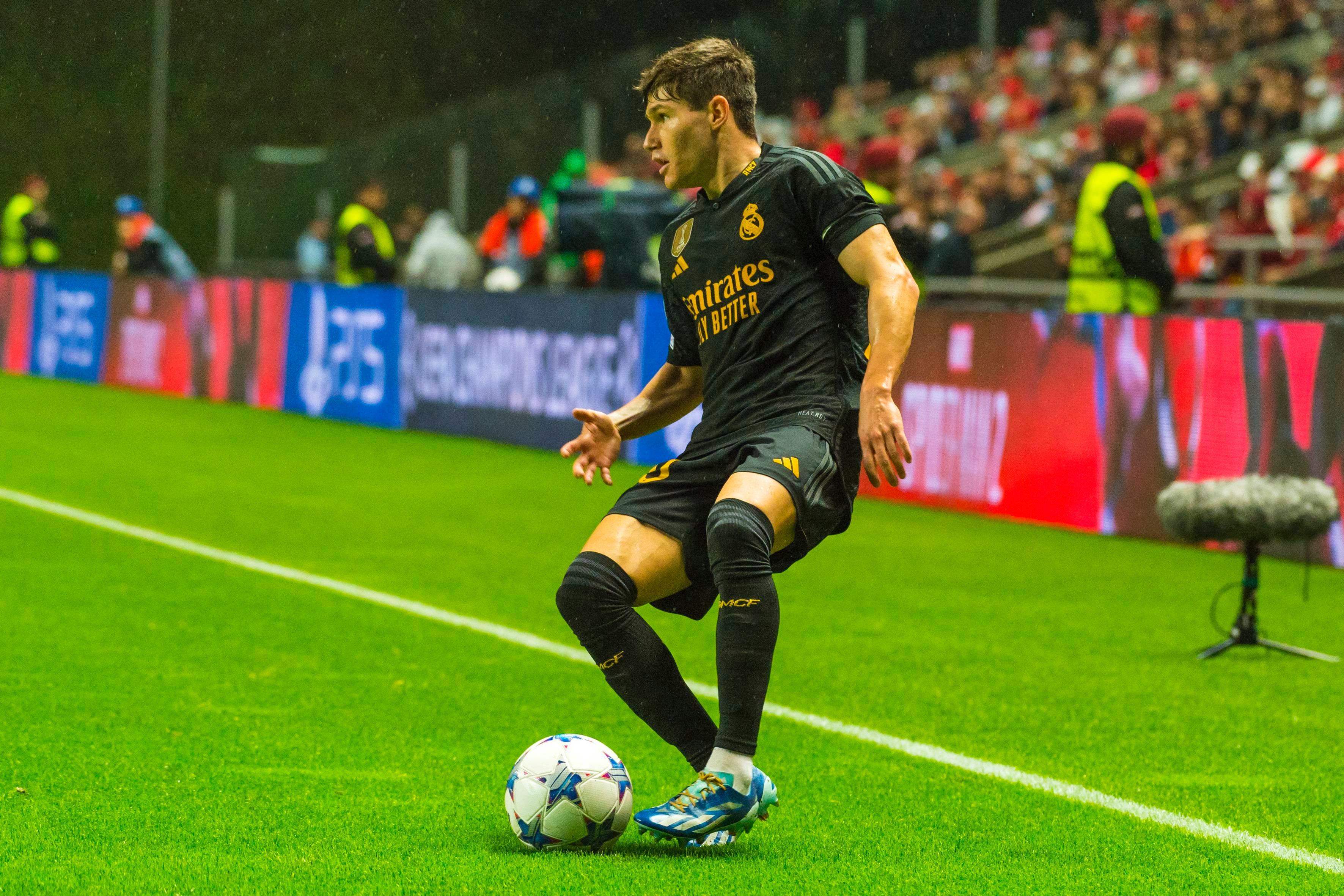 Fran García, durante un partido de Champions con el Real Madrid.