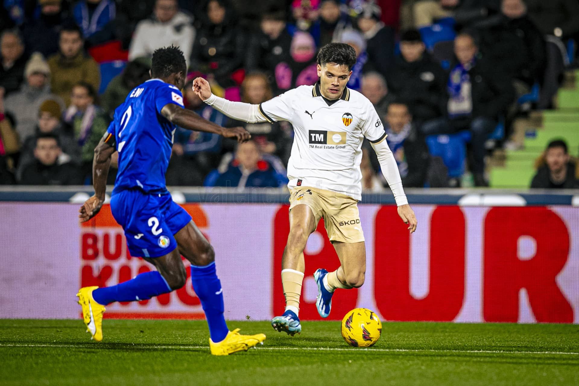 Fran Pérez, ante el Getafe CF (Foto: Valencia CF).