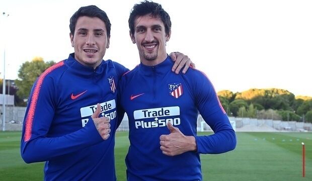  Giménez y Savic en un entrenamiento con el Atlético de Madrid