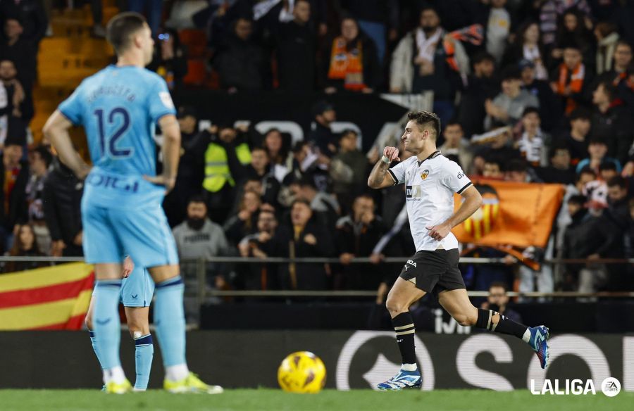 Gol de Hugo Duro al Athletic Club en Mestalla.