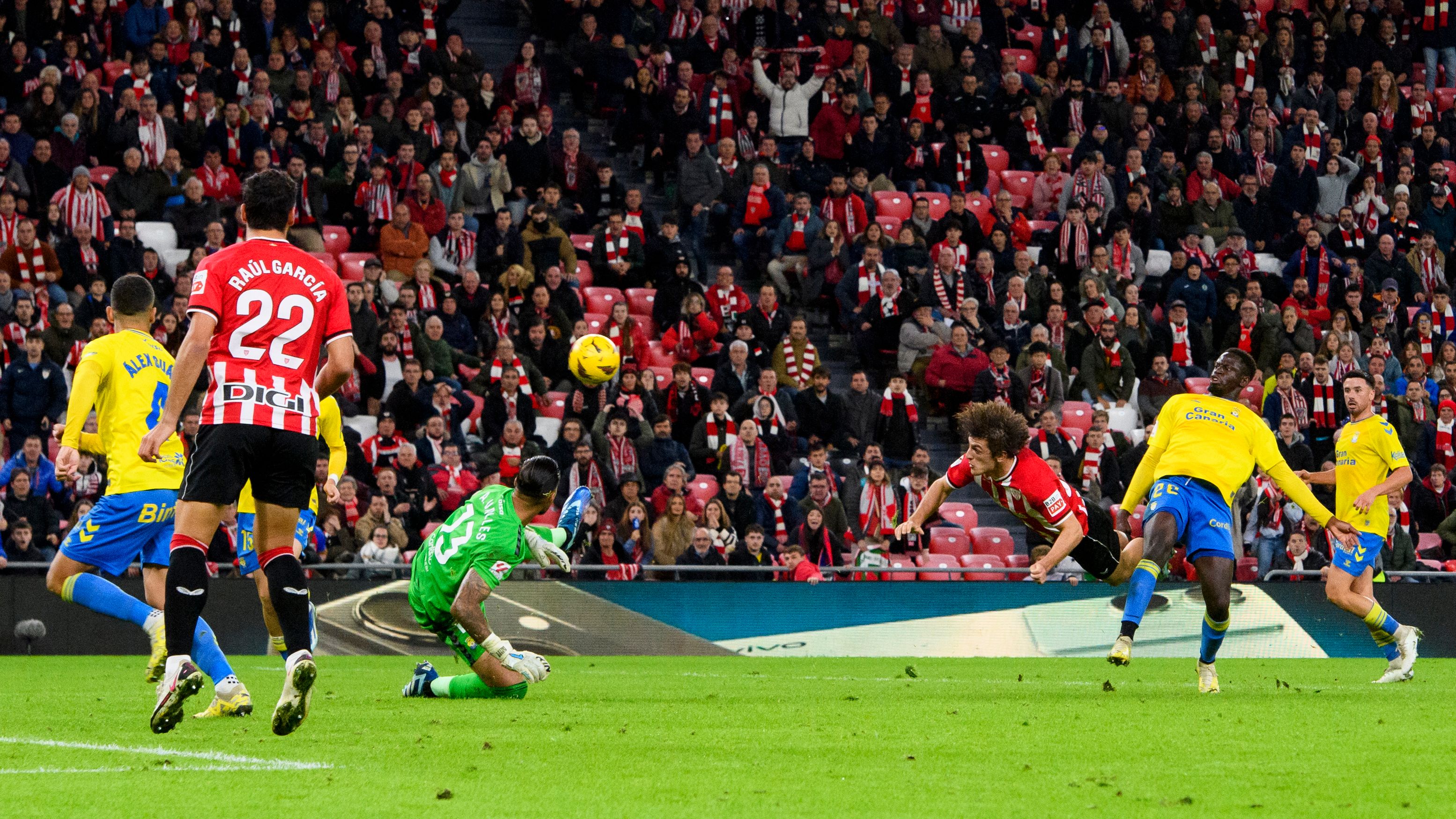  El gol de Unai Gómez ante la UD Las Palmas en San Mamés.
