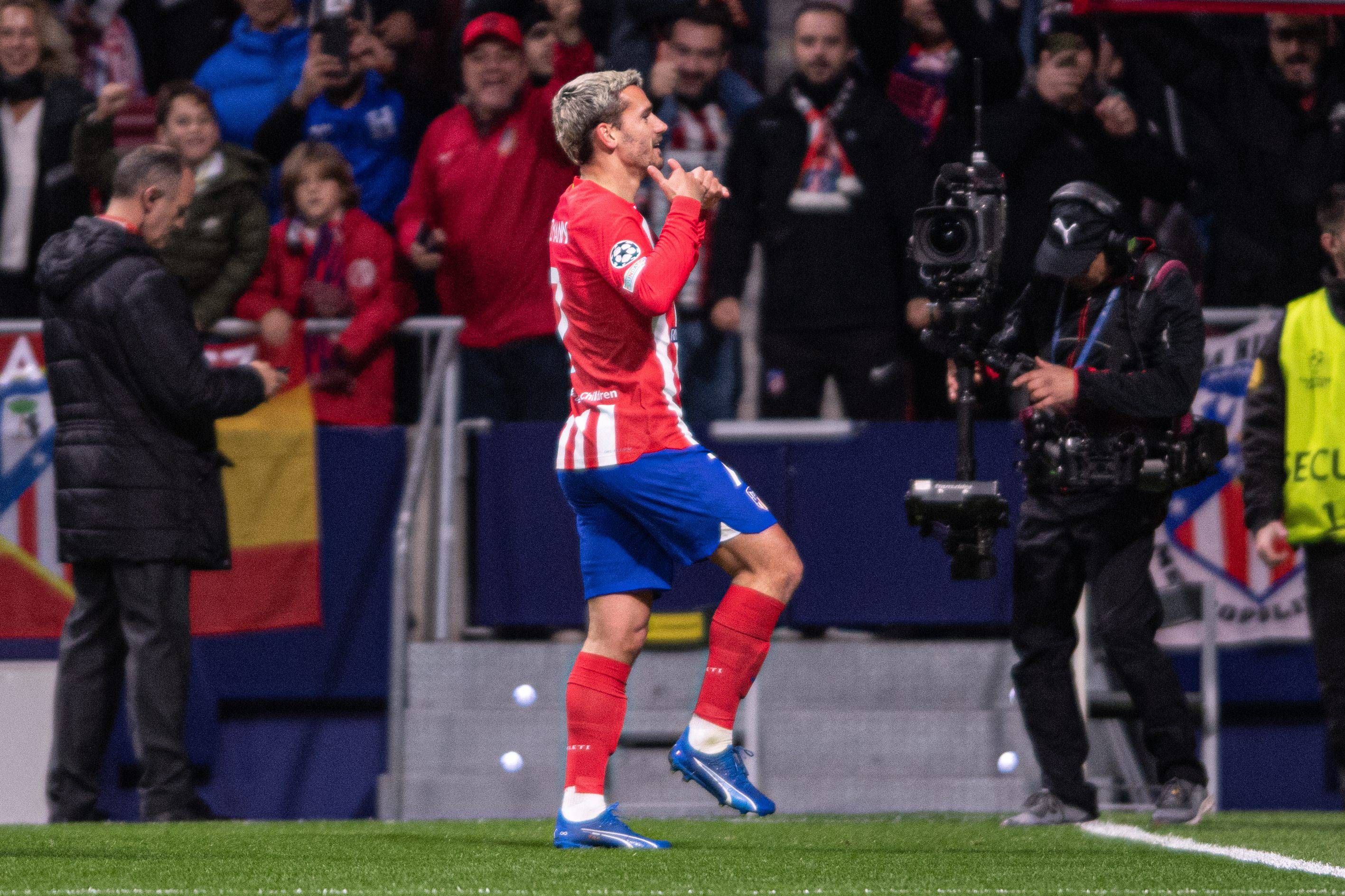 Griezmann celebra su tanto con el Atlético ante el Celtic..