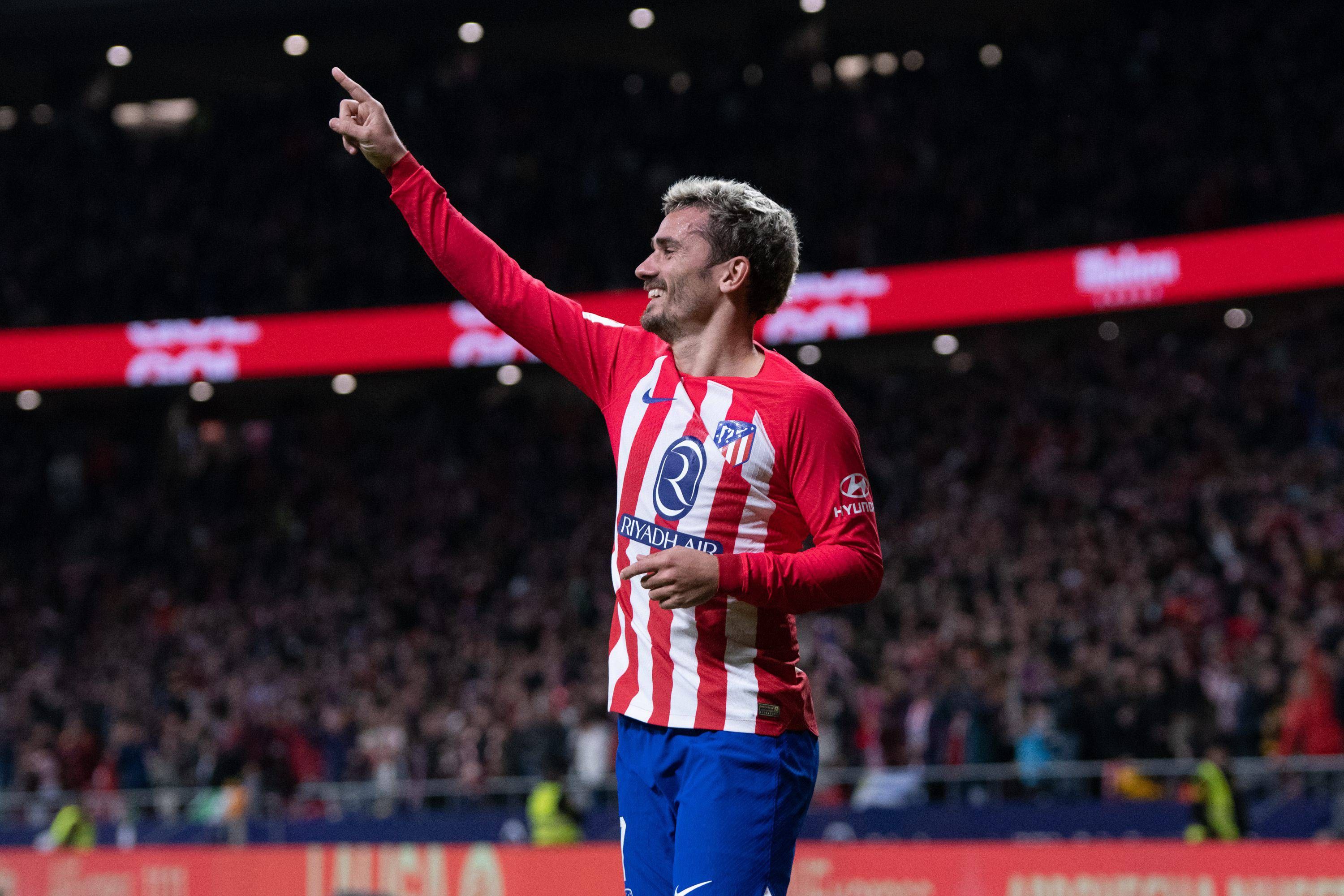  Griezmann celebra su gol con el Atlético frente al ViIllarreal..
