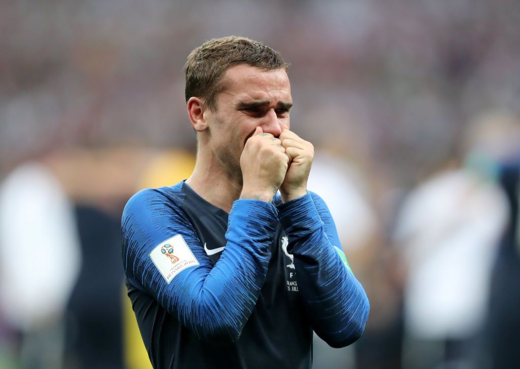  Griezmann, llorando tras ser campeón del mundo.