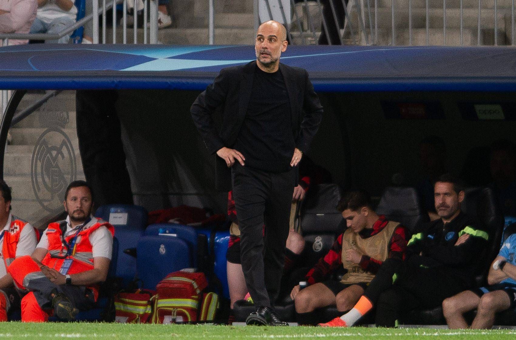 Guardiola, en el Real Madrid-City de Champions (FOTO: Cordón Press).