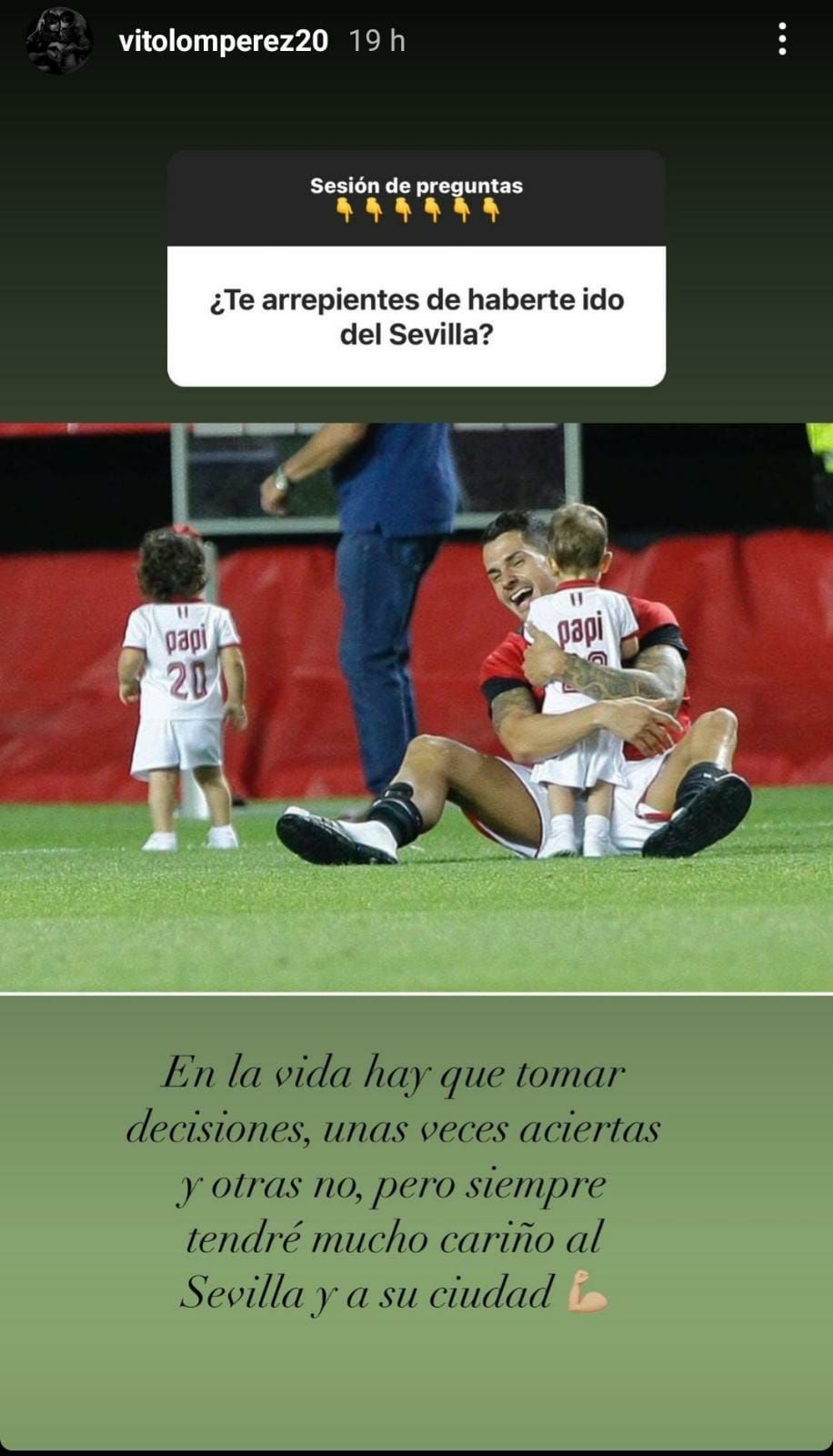  Imagen de la respuesta de Vitolo en Instagram.