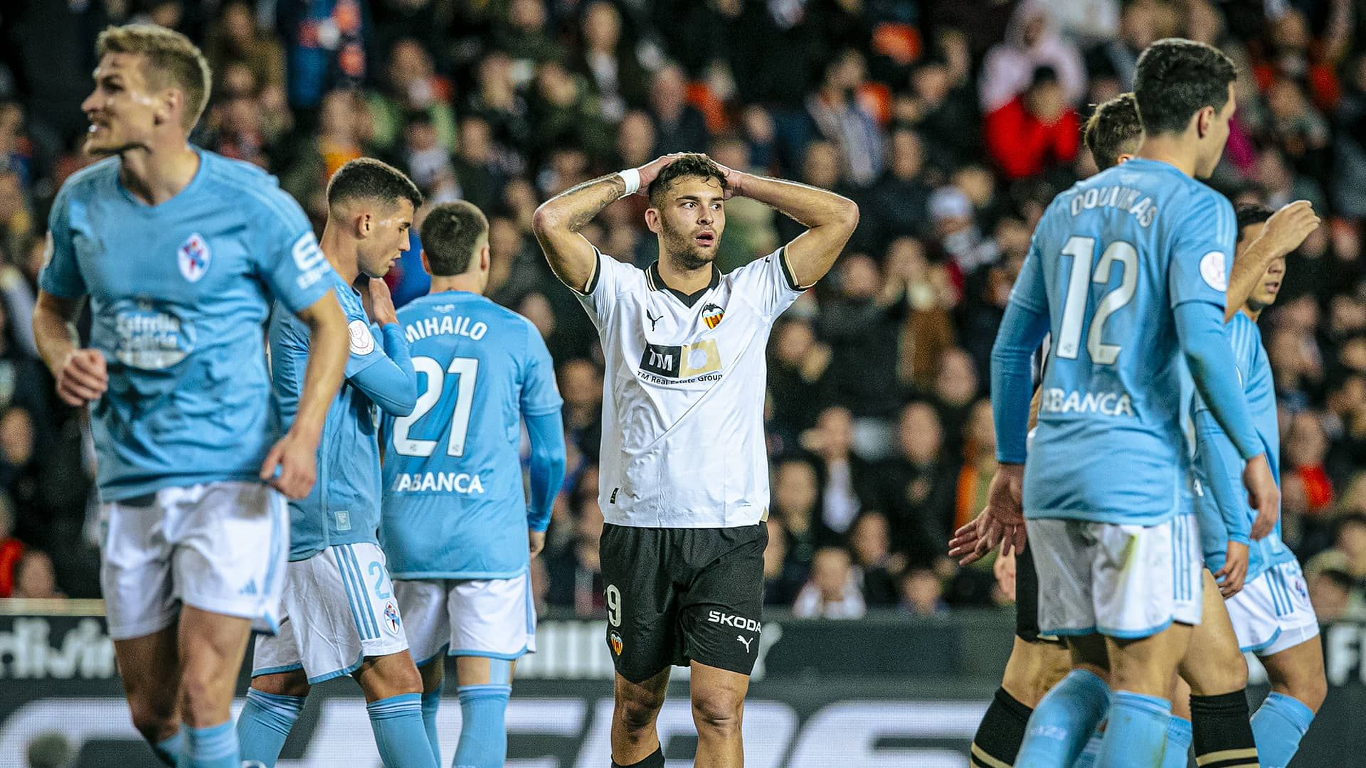 Hugo Duro, en el Valencia CF - Celta de Vigo.