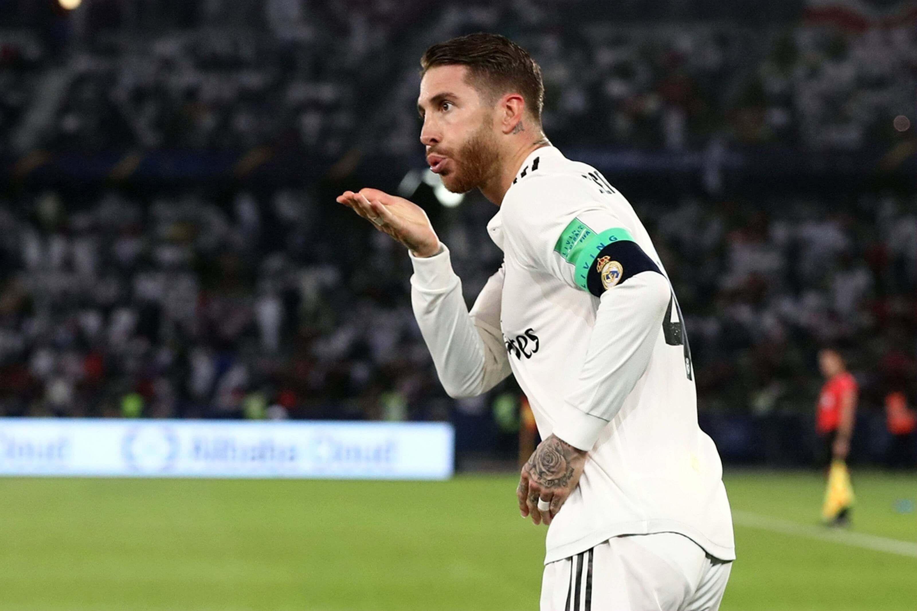 Sergio Ramos celebra un gol con la camiseta del Real Madrid Foto: Cordon Press