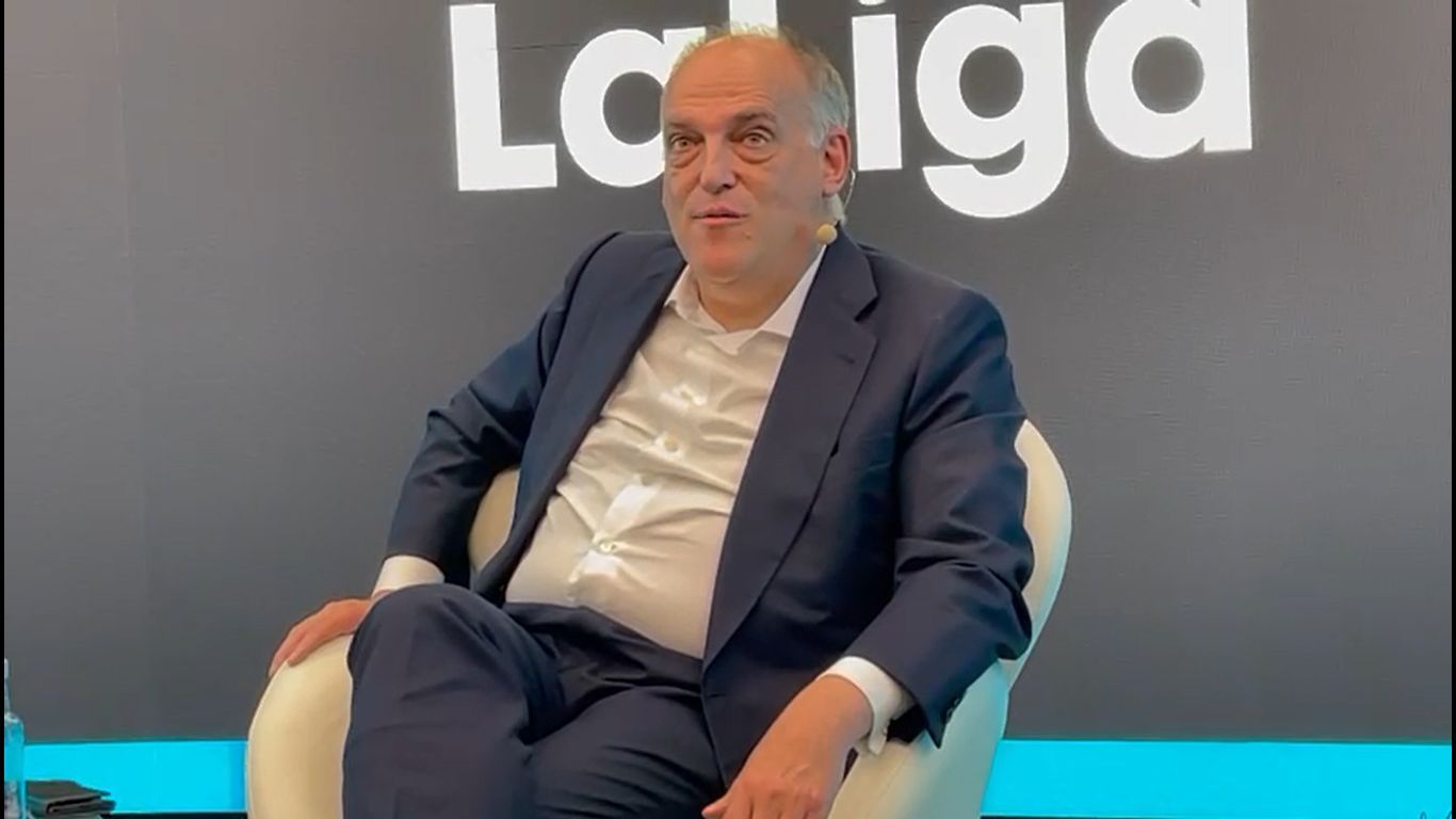 Javier Tebas durante el Meet de LaLiga en Sevilla.