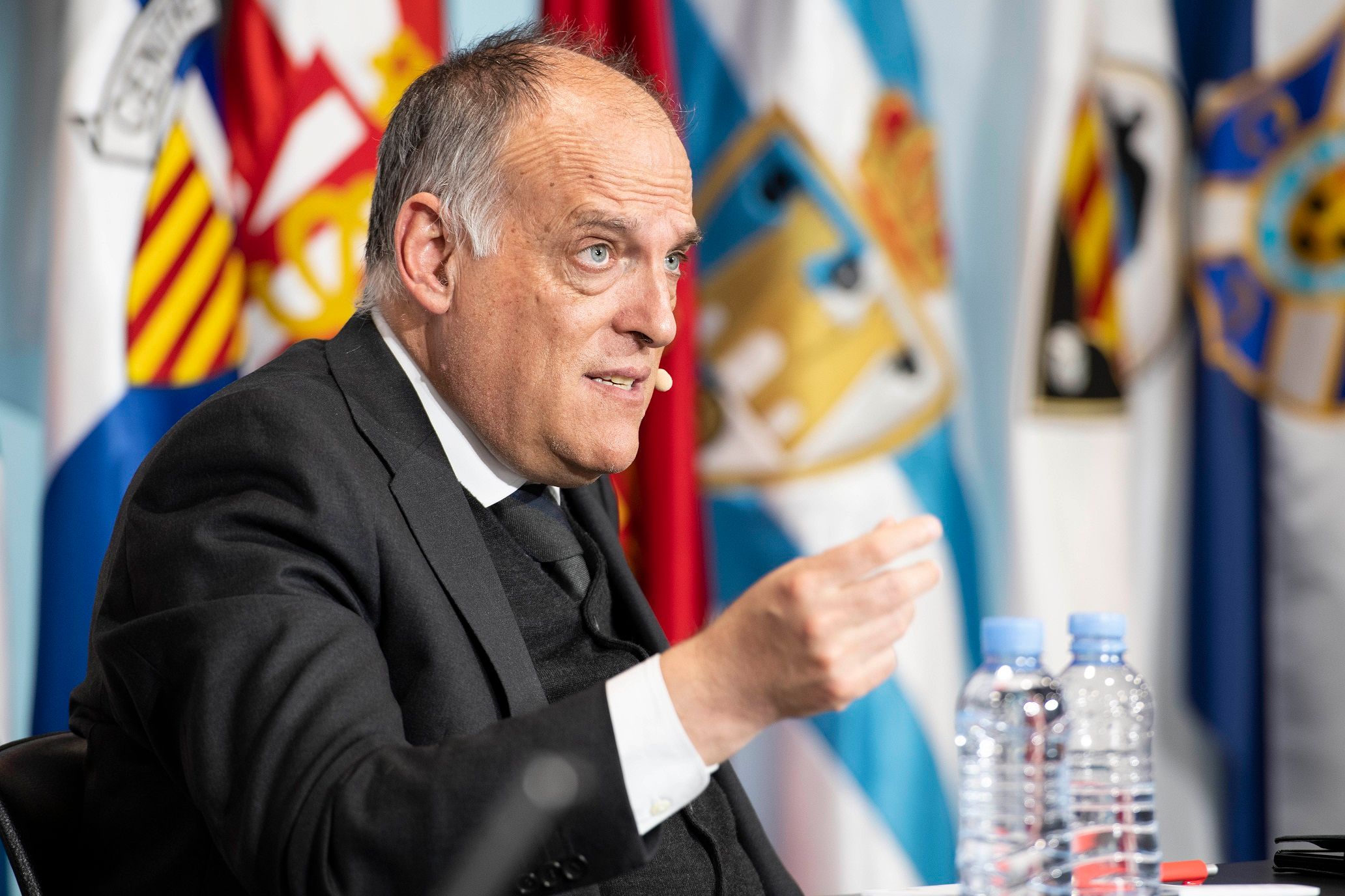  Javier Tebas, durante una intervención en LaLiga, pide comprensión sobre el Nou Mestalla.