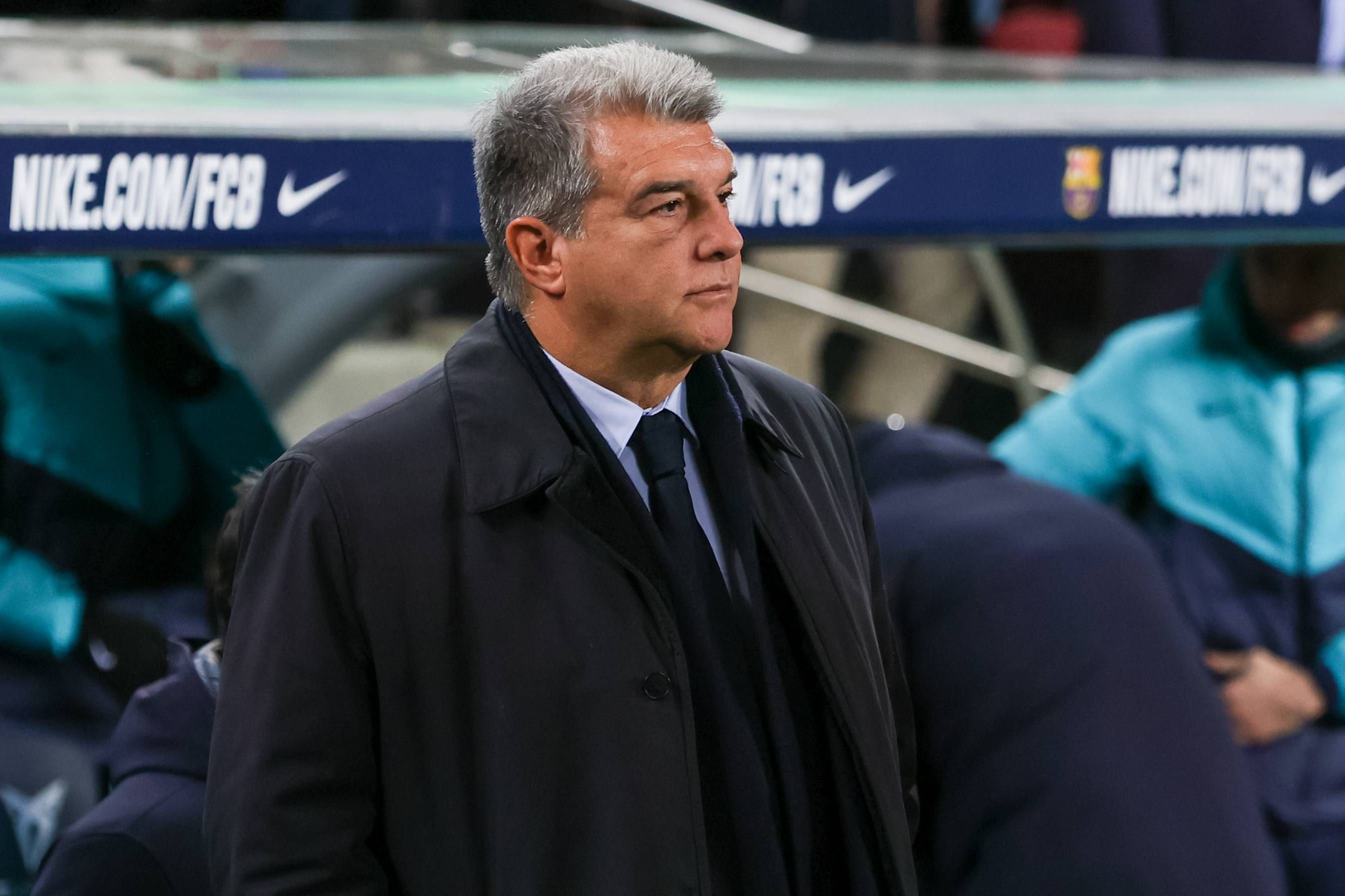 Joan Laporta, en el Camp Nou durante un partido del Barcelona.