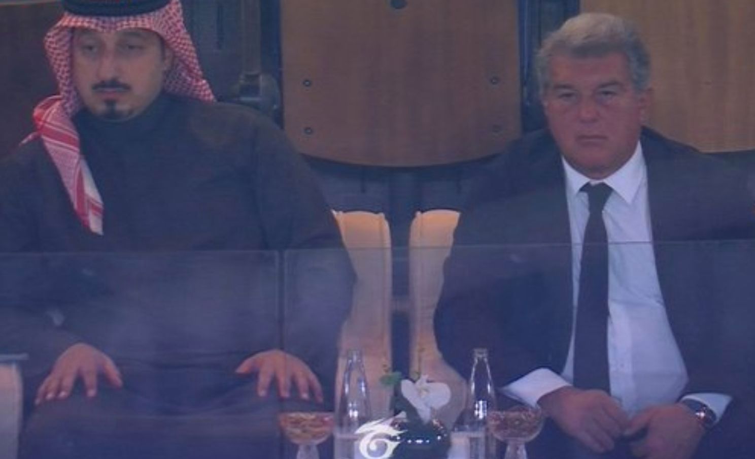 Joan Laporta, en el palco durante al final de la Supercopa de España.