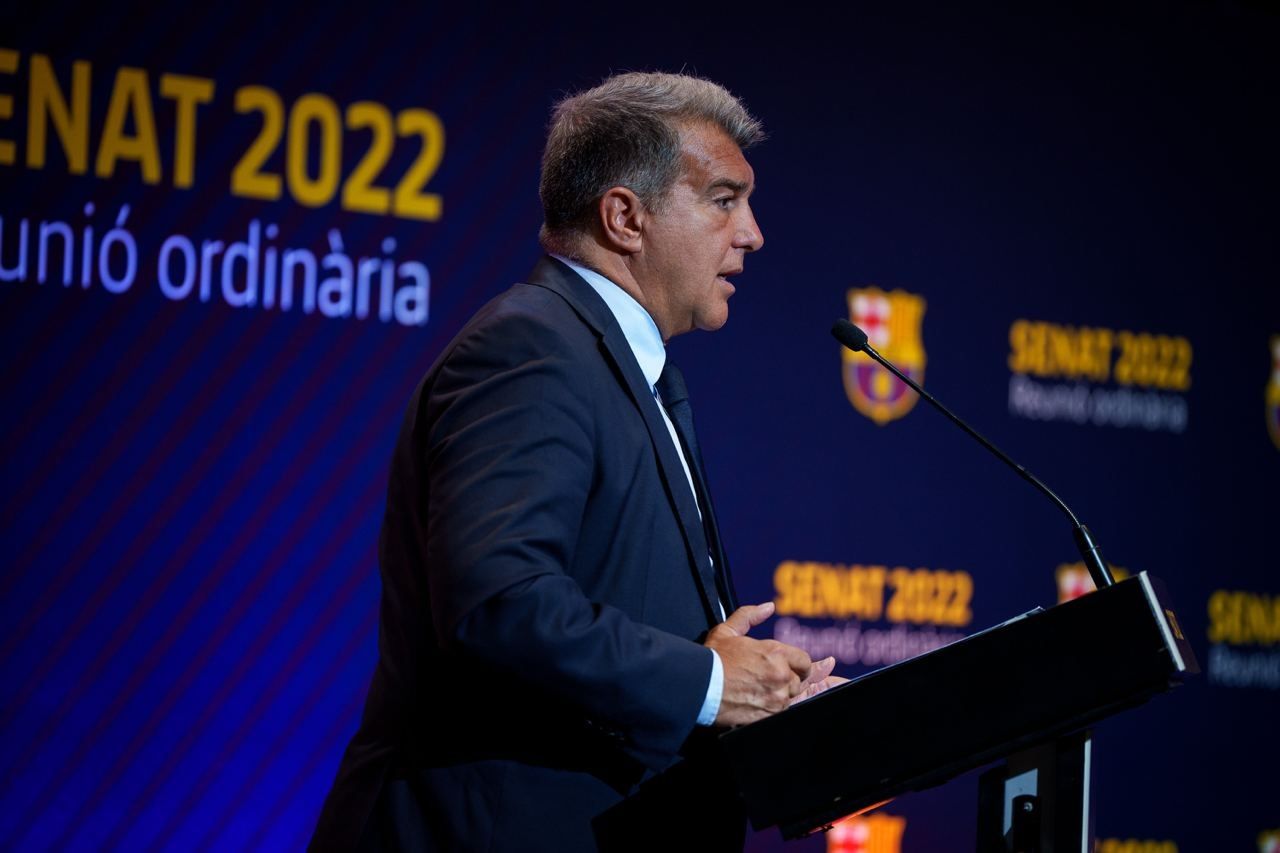  Joan Laporta, en la Asamblea del Barcelona.