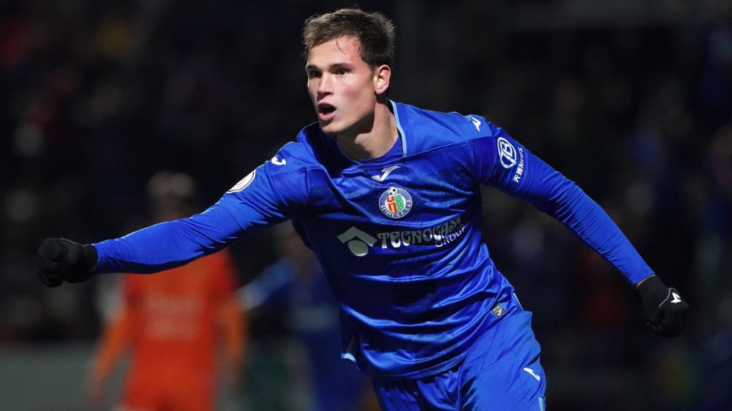 Juanmi Latasa, celebrando un gol contra el Atzeneta. (Fuente: @GetafeCF)