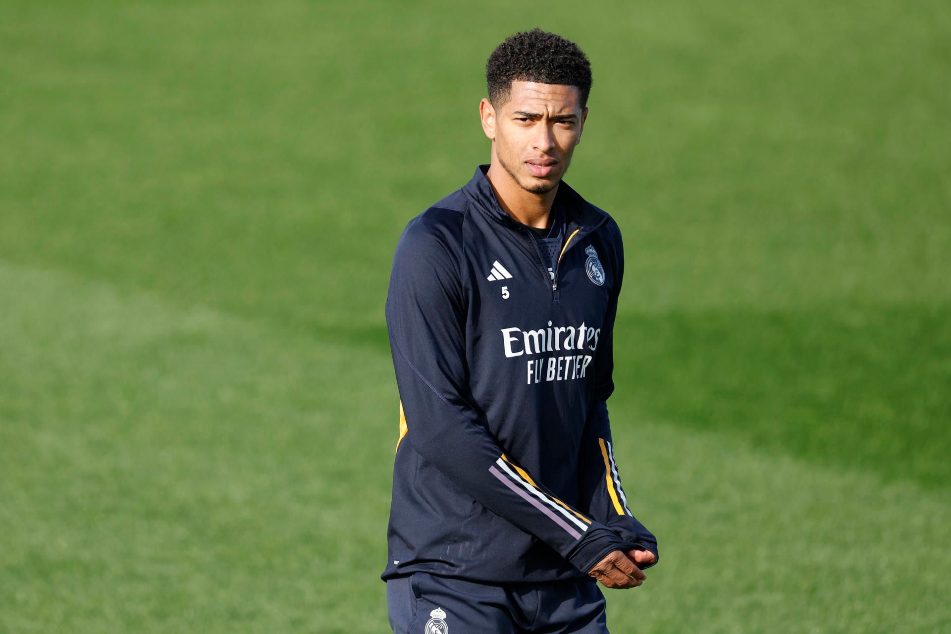  Jude Bellingham , en un entrenamiento con el Real Madrid.