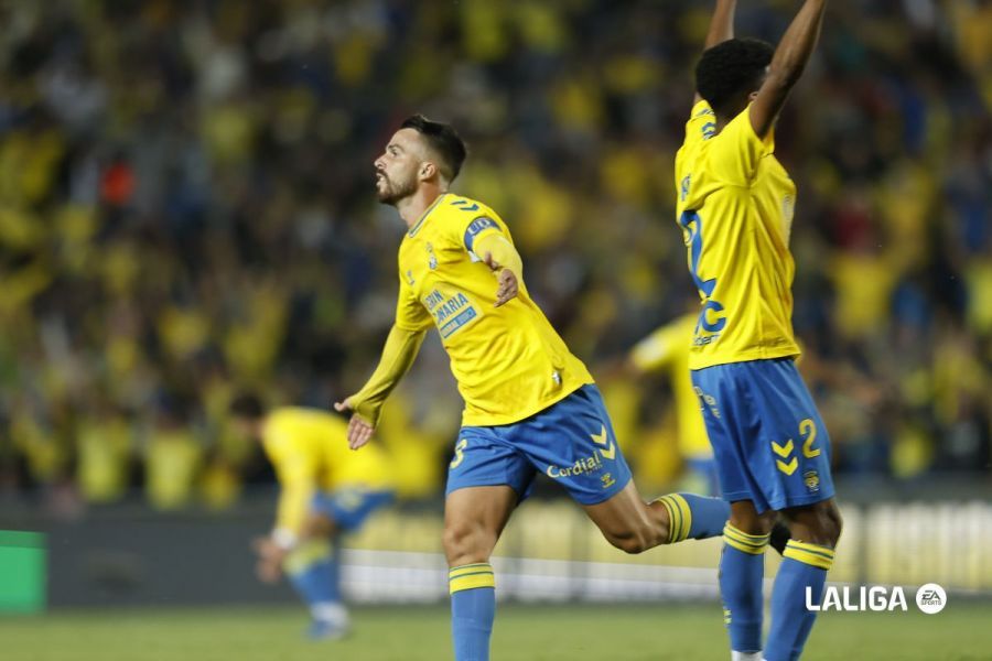  Kirian Rodríguez celebra su gol en el Las Palmas-Atlético de Madrid.
