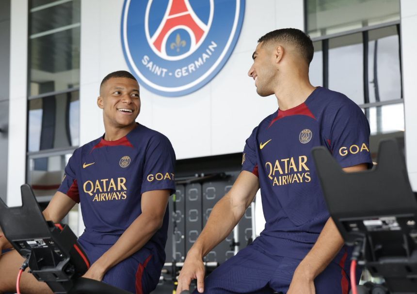  Kylian Mbappé y Achraf Hakimi, en el PSG (FOTO: PSG).