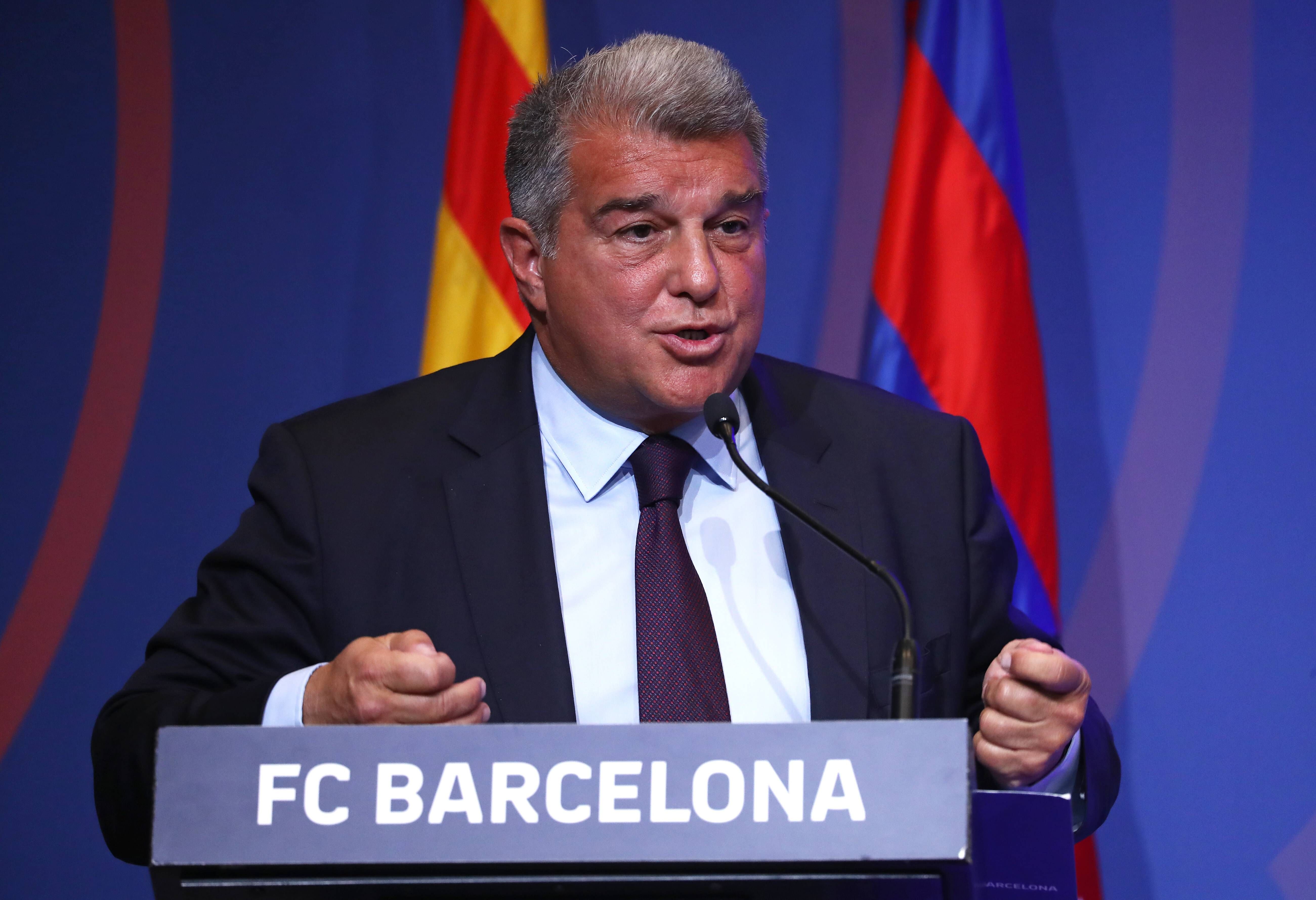 Joan Laporta, en rueda de prensa del Barcelona por el 'caso Negreira'.