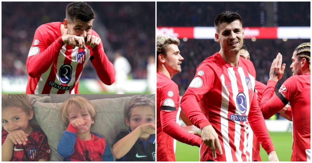  Los cariñosos gestos de Morata a sus hijos y su mujer en el derbi (@morata.family19)