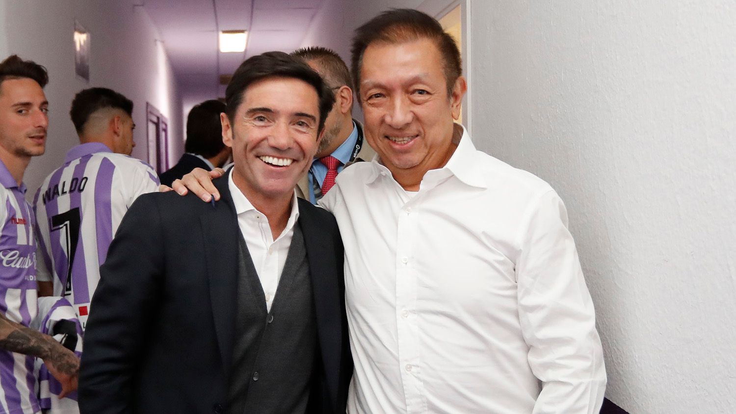  Marcelino y Peter Lim en Zorrilla en la última jornada de Liga.