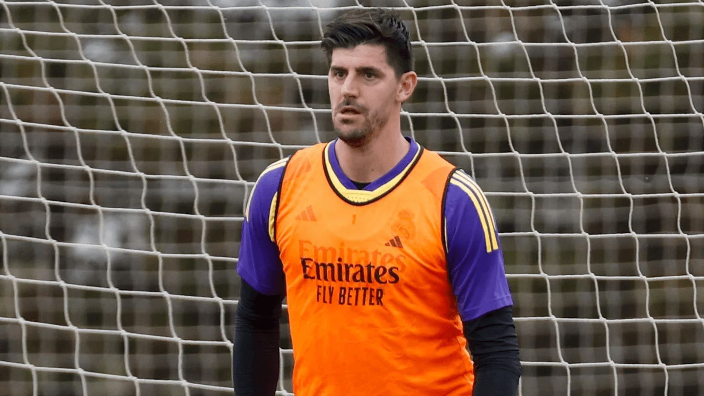 Thibaut Courtois, en un entrenamiento del Real Madrid.