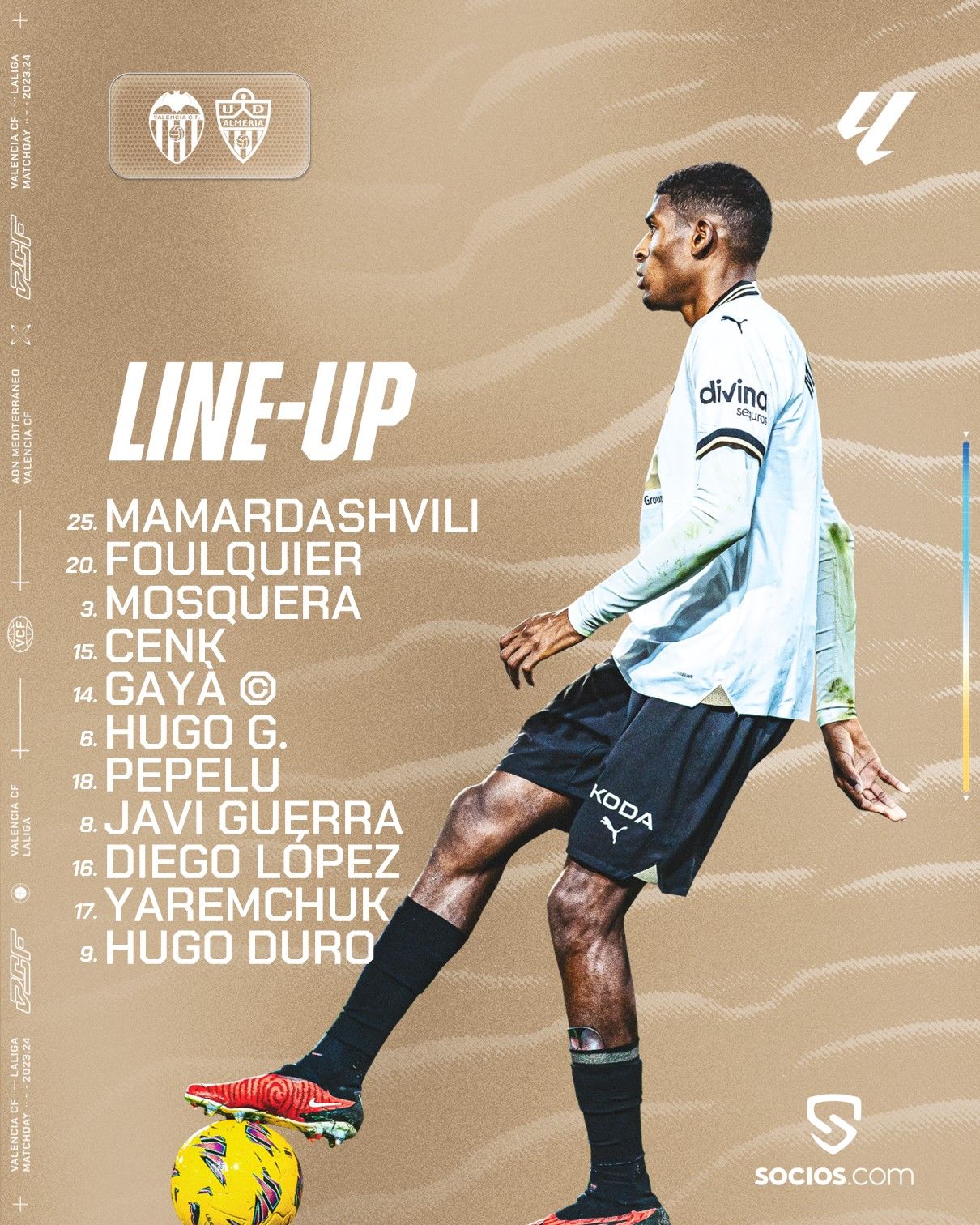  Once titular del Valencia CF