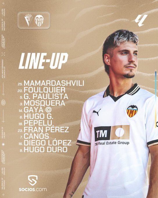  Once titular del Valencia CF.