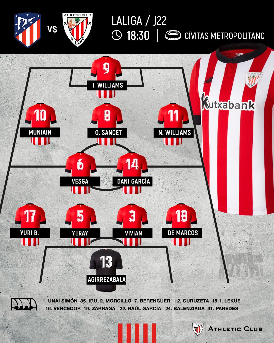  El once que saca Valverde ante el Atlético en el Metropolitano.