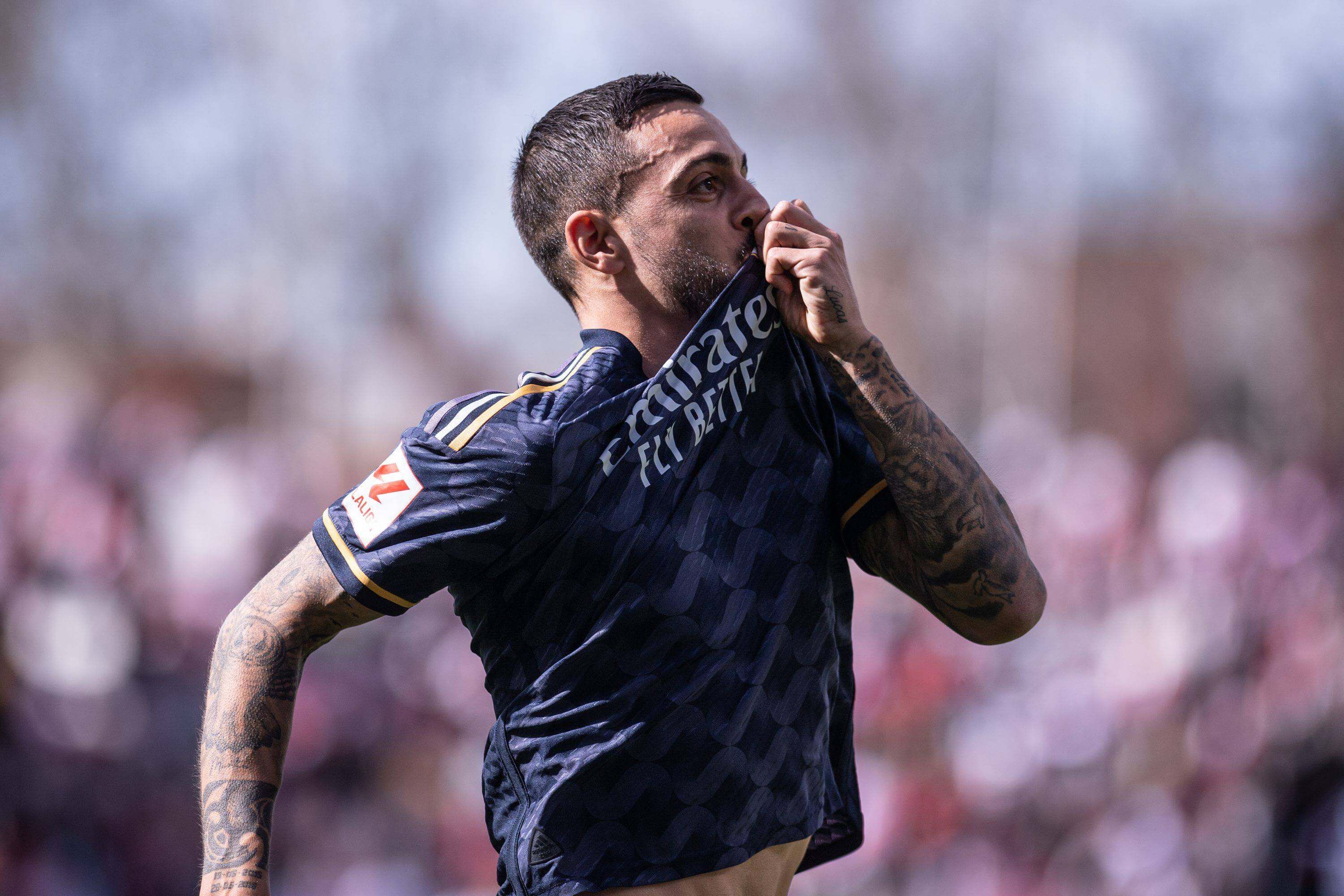  Joselu celebra su gol en el Rayo-Real Madrid.