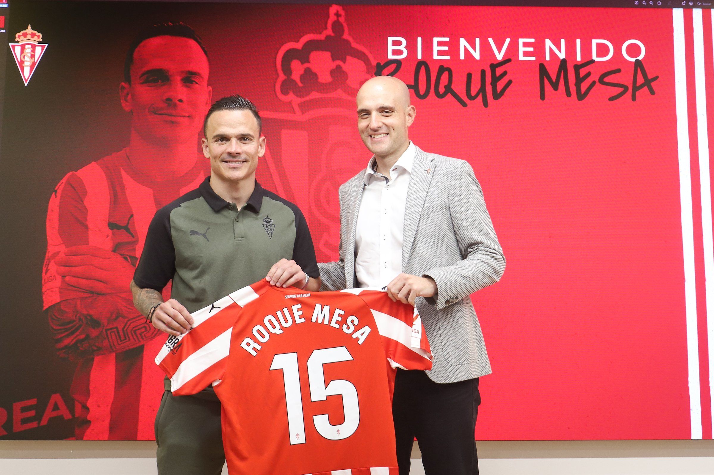 Presentación de Roque Mesa con el Sporting.