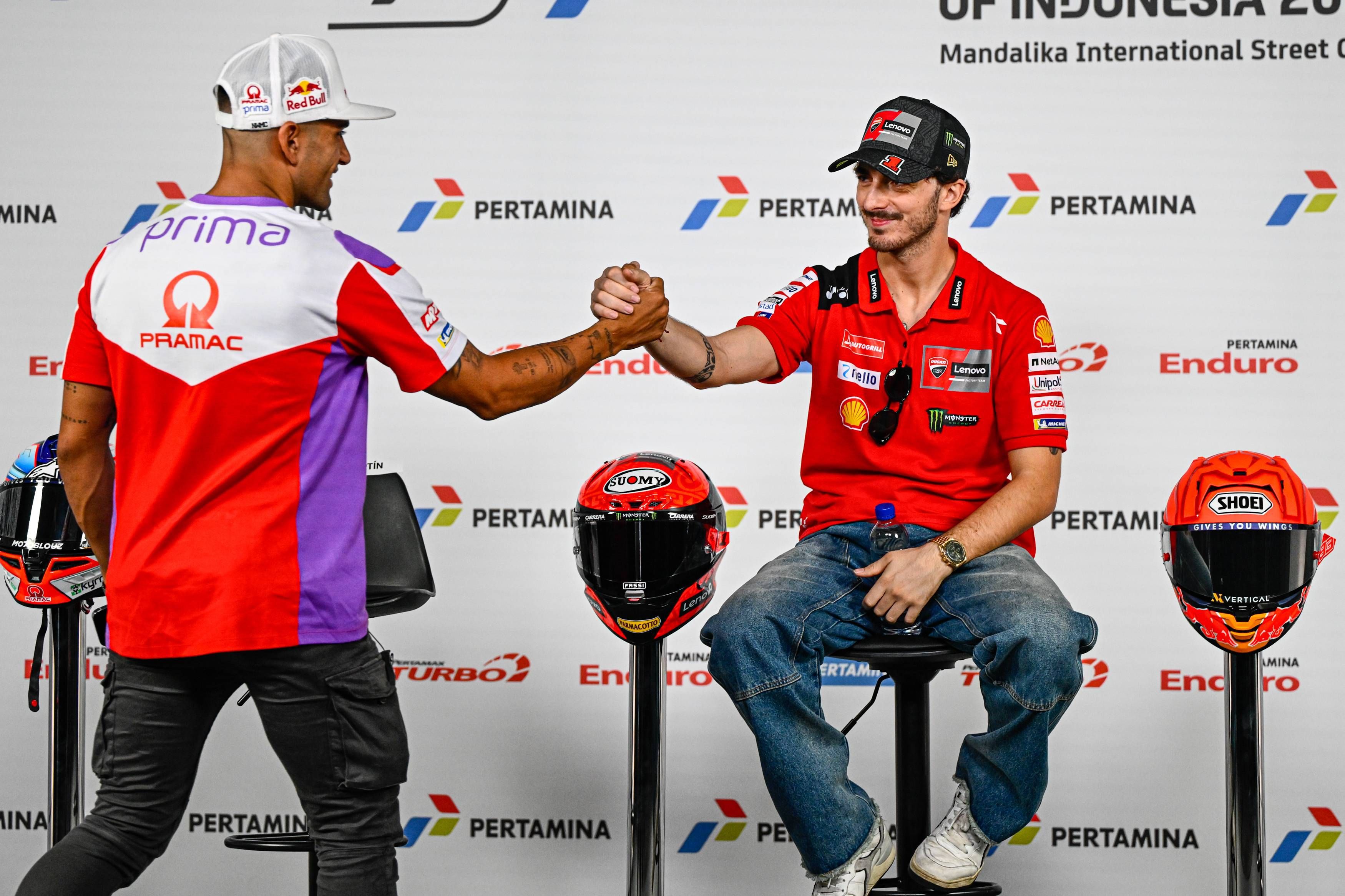 Jorge Martín y Pecco Bagnaia, en el GP de Indonesia.