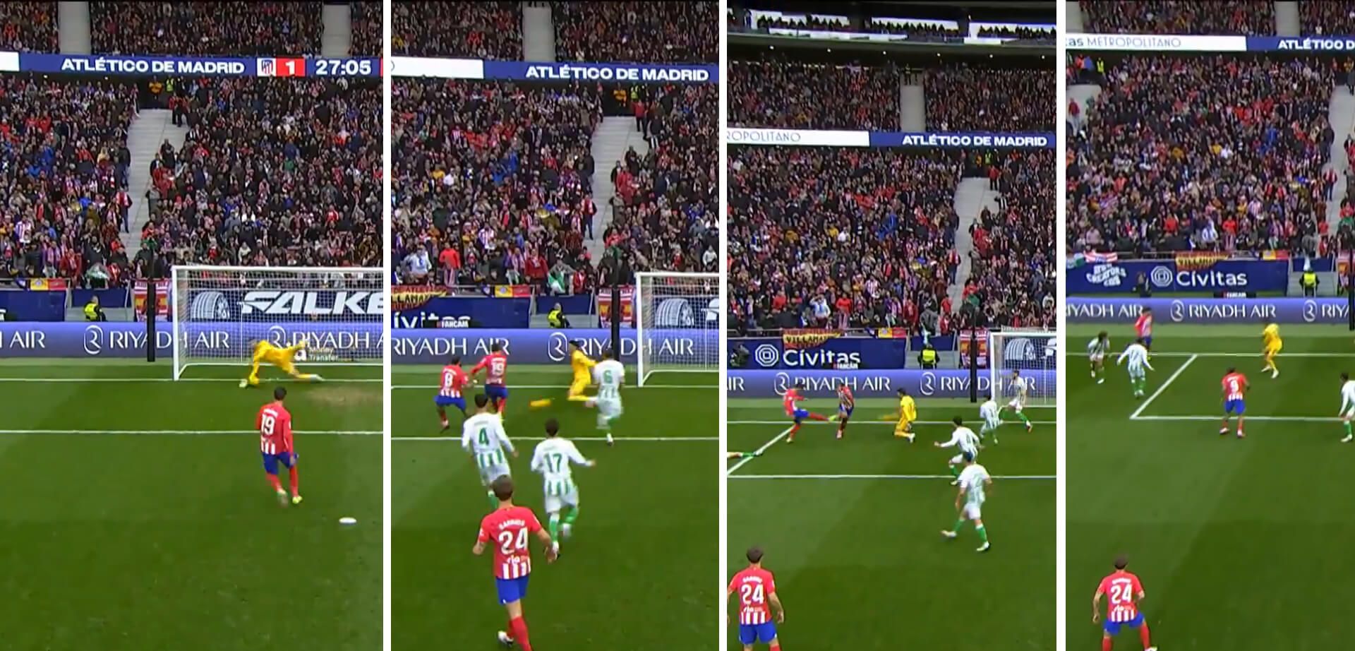 Las cuatro paradas de Rui Silva ante el Atlético.