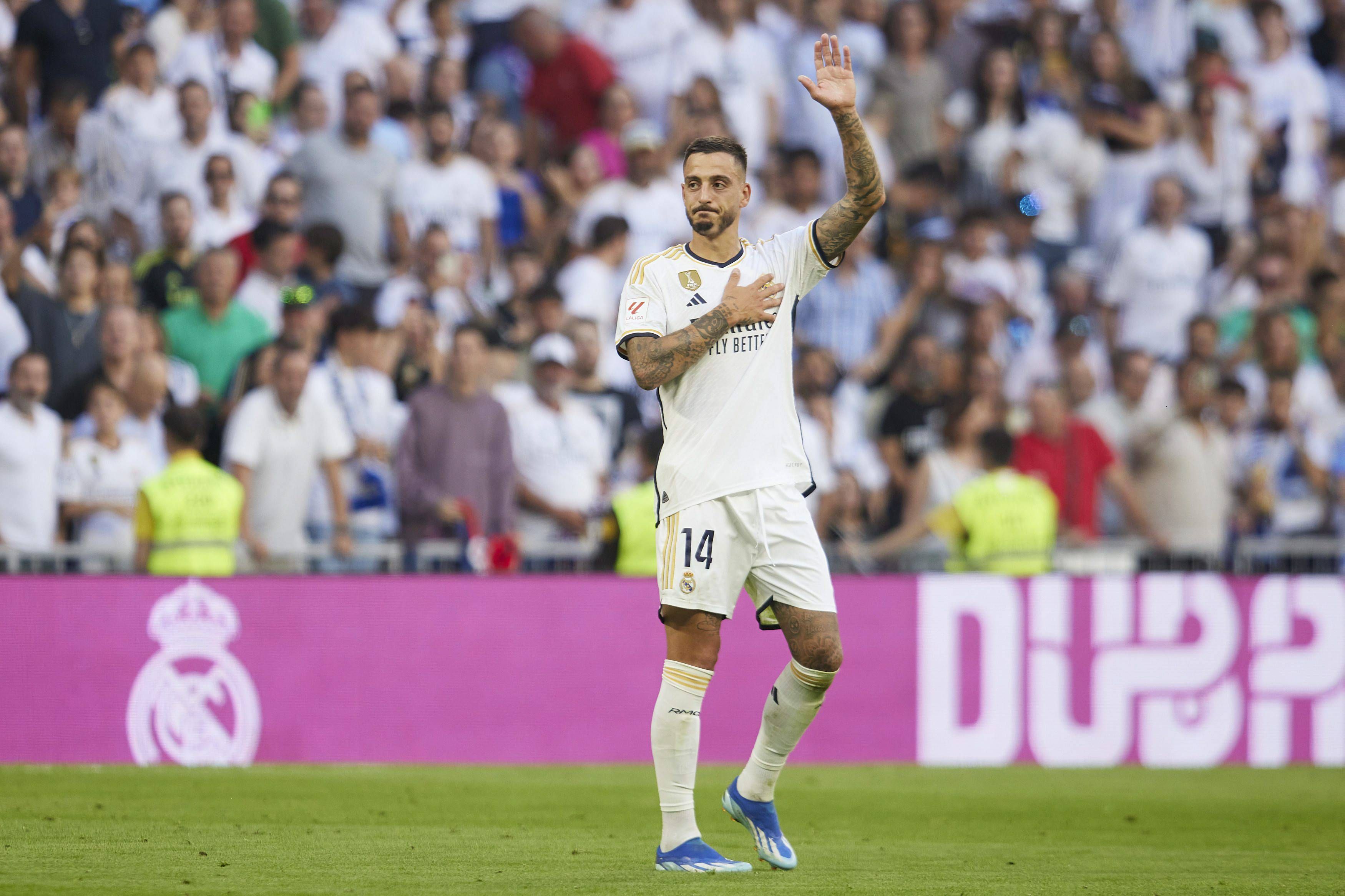  Joselu celebra su gol en el Real Madrid-Osasuna.